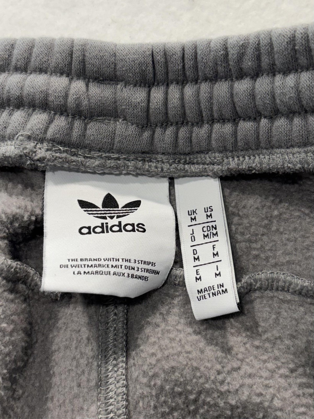 Adidas ZX Sweatpants Mens Medium Gray Fleece Elastic Waist Side Stripe Cuffed