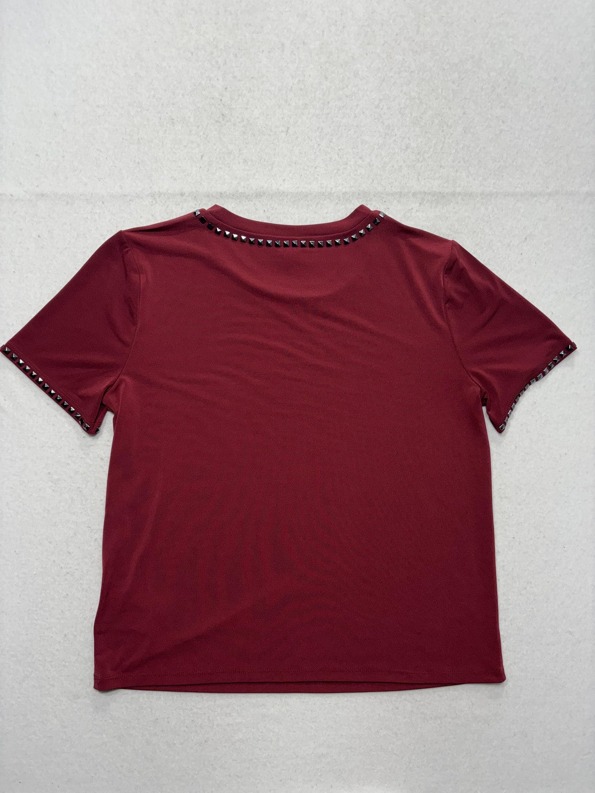 MICHAEL Michael Kors Shirt Womens Medium Red Studded Crew Neck Short Sleeve Tee