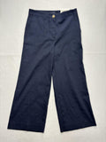 Ann Taylor Dress Pants Womens 8 Blue Wide Leg Crop Ankle High Rise Twill Work