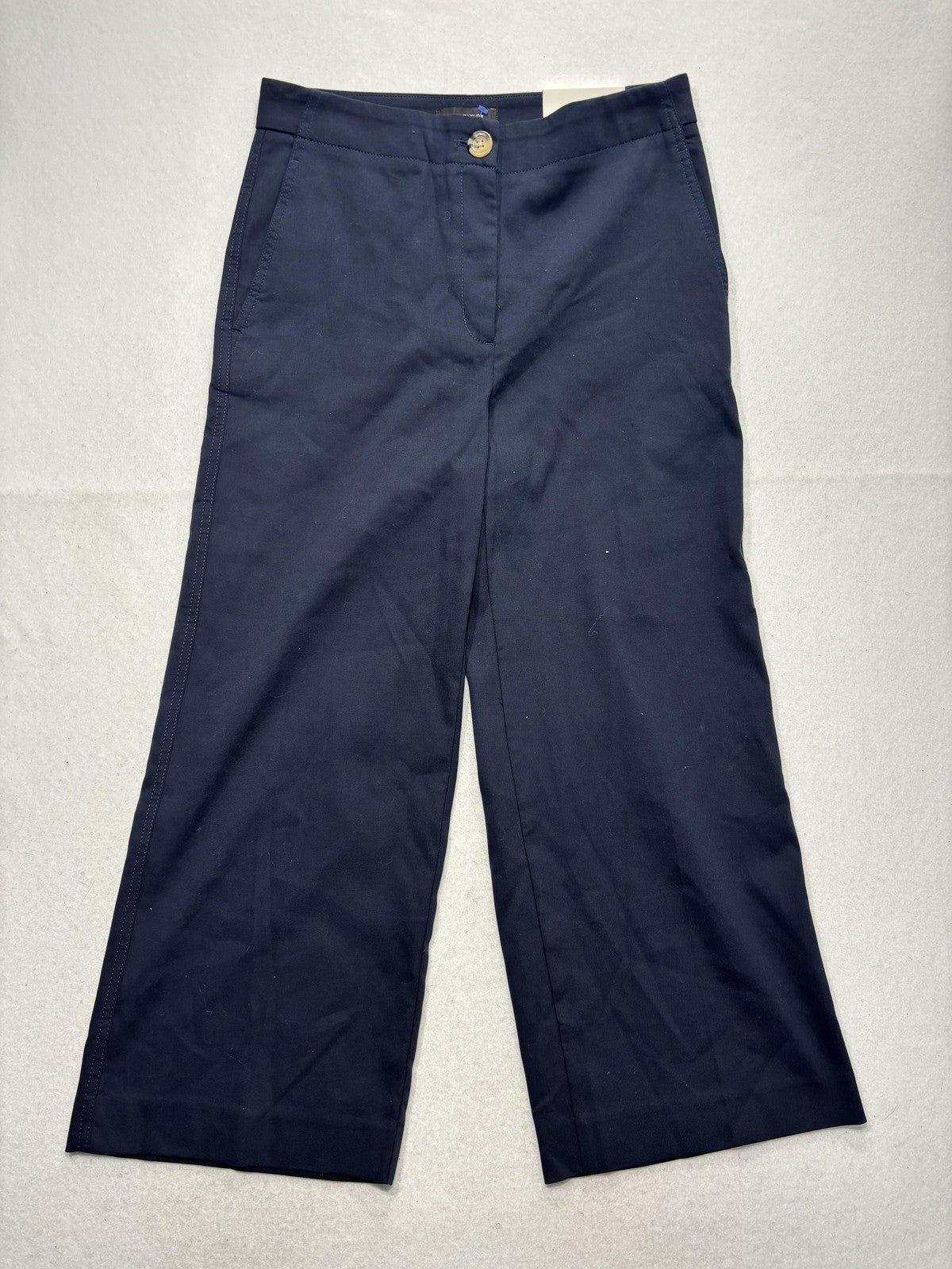 Ann Taylor Dress Pants Womens 8 Blue Wide Leg Crop Ankle High Rise Twill Work
