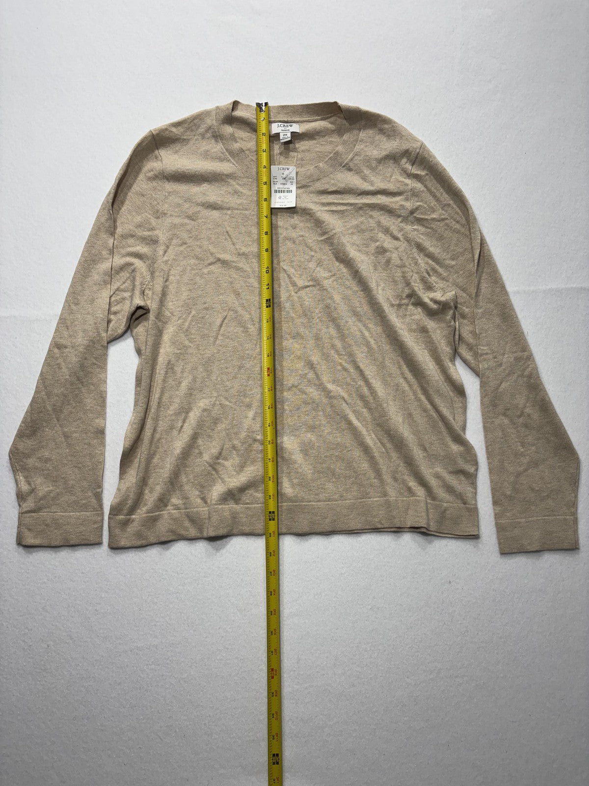 J.Crew Teddie Sweater Womens 2X Plus Beige Knit Crew Long Sleeve Pullover