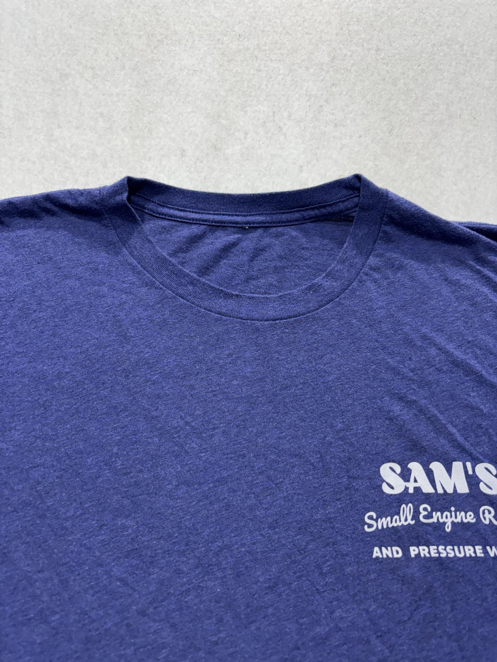Sam's Small Engine Repair Shirt Mens Large Blue Pressure Washing Graphic Tee