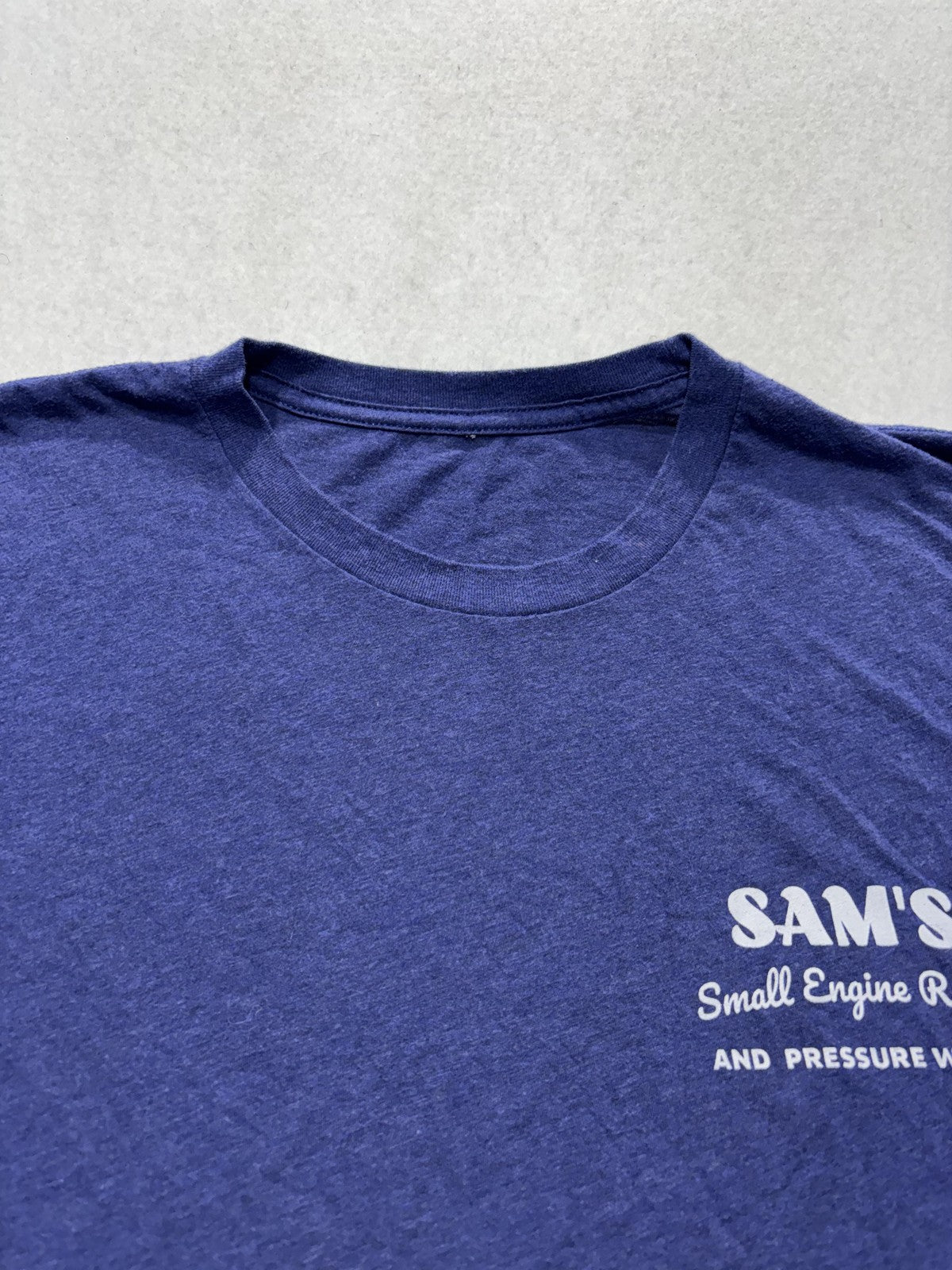 Sam's Small Engine Repair Shirt Mens Large Blue Pressure Washing Graphic Tee