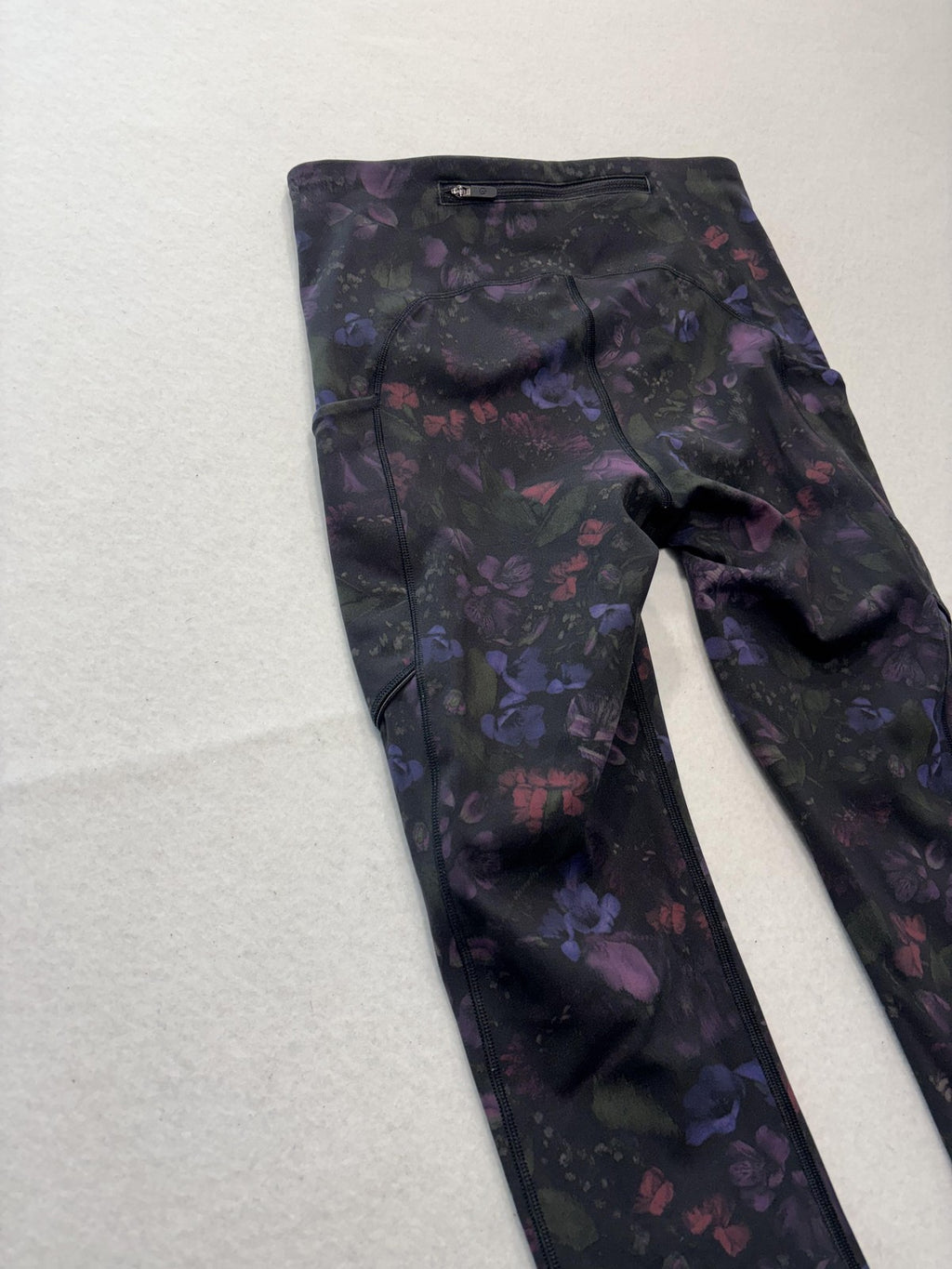 Lululemon Leggings Womens 4 Black Floral High Rise Pocket Ankle Stretch Athletic