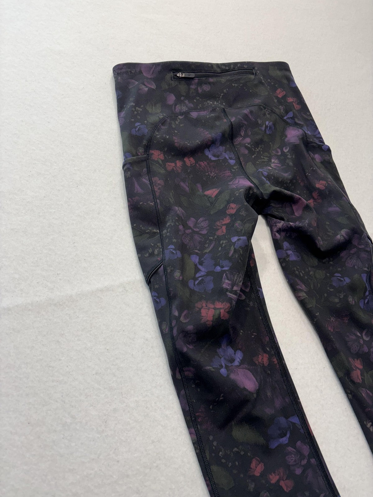 Lululemon Leggings Womens 4 Black Floral High Rise Pocket Ankle Stretch Athletic