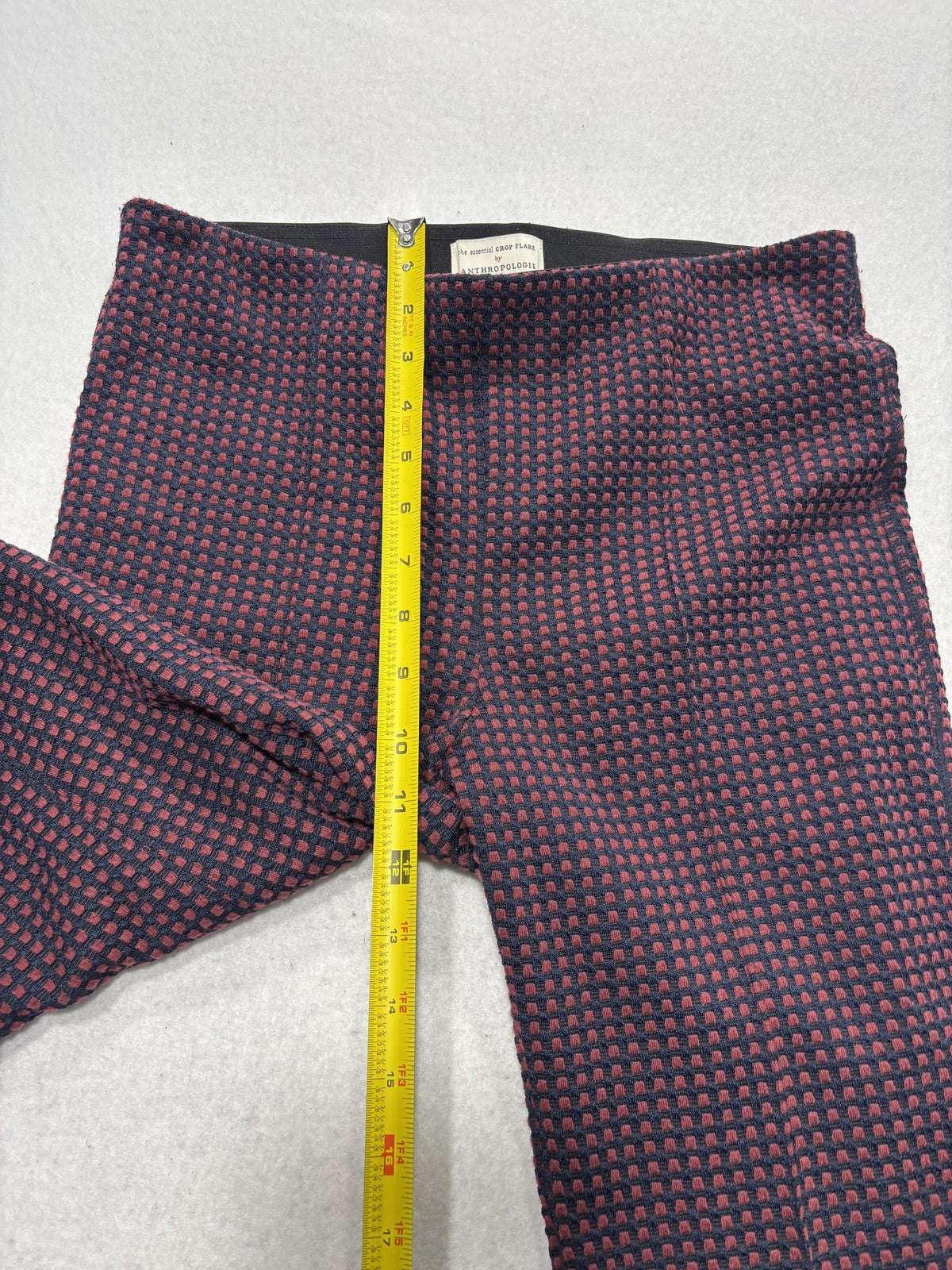 Anthropologie Essential Crop Flare Knit Pants Womens Small Blue Geometric
