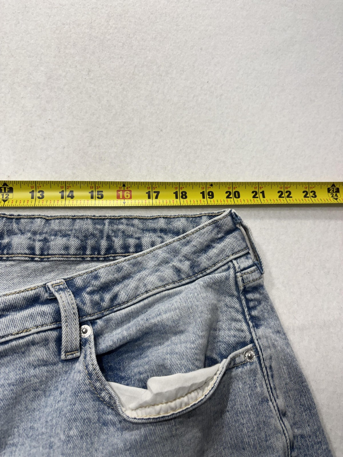 Old Navy Jeans Womens 20 Blue Light Wash High Rise Straight Crop Raw Hem 40x25.5
