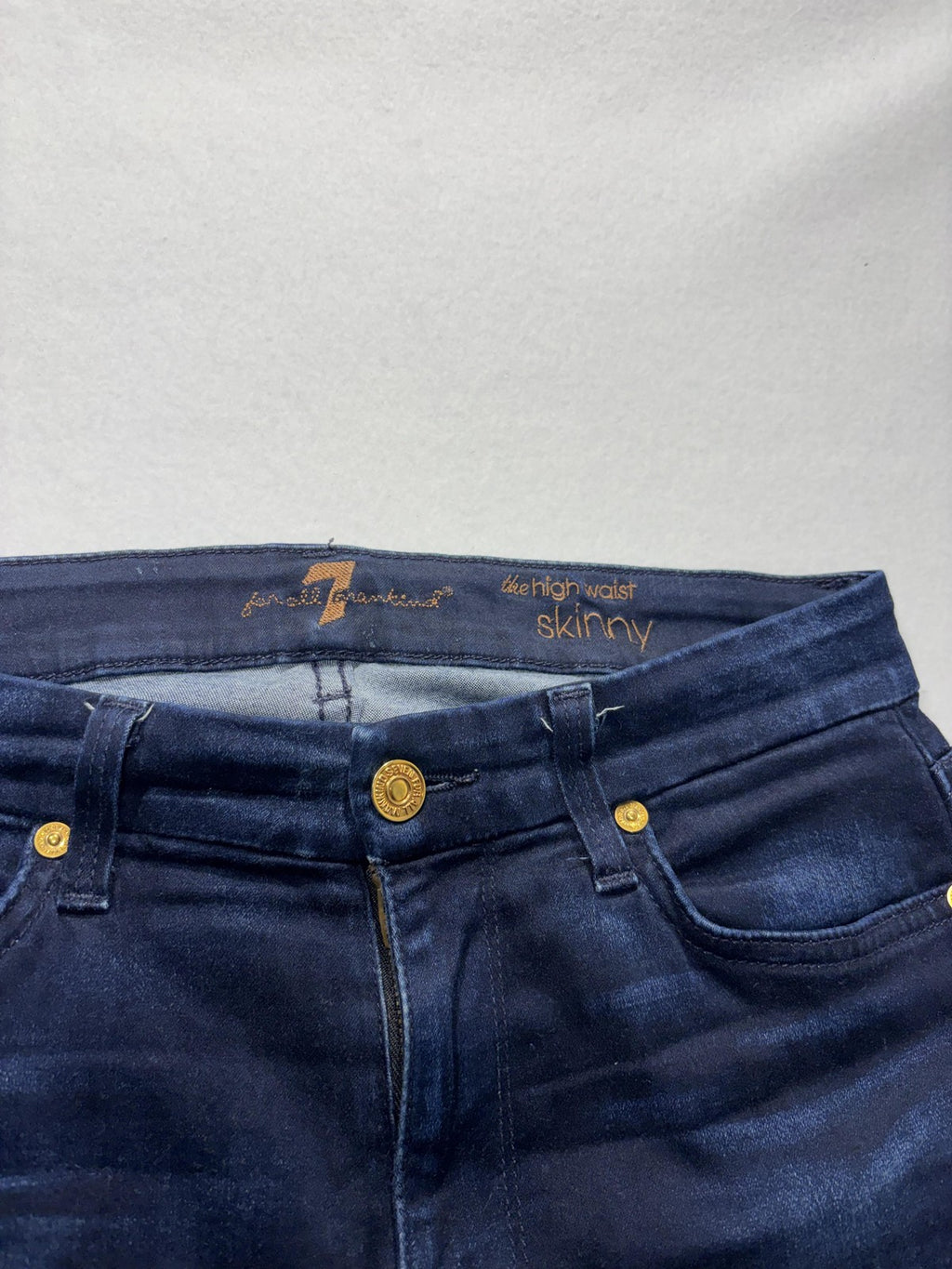 7 For All Mankind Jeans Womens 27 Blue Dark Wash High Waist Skinny Stretch