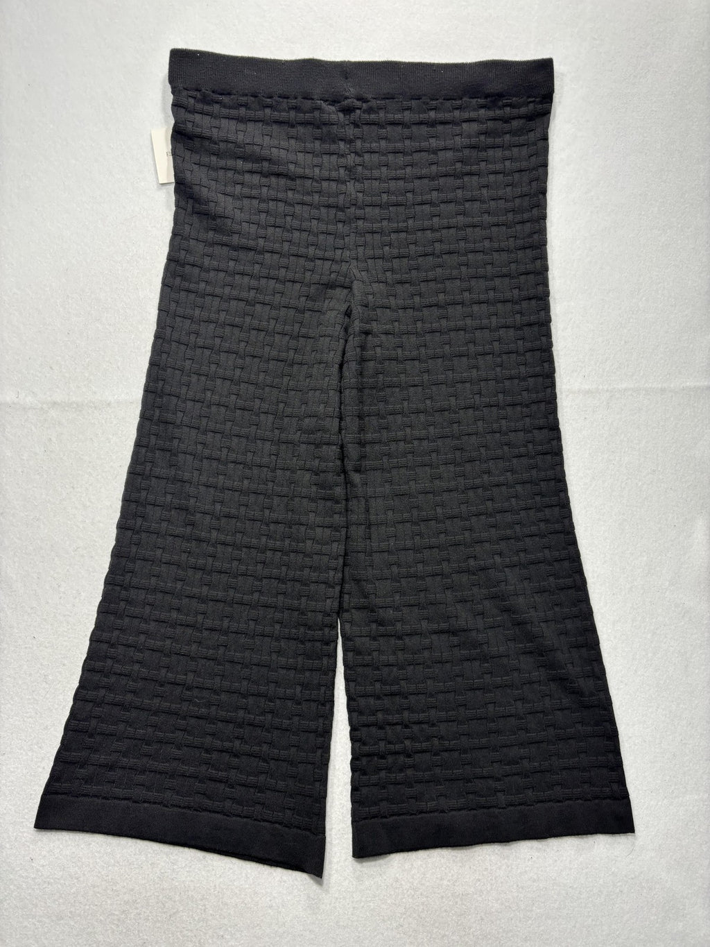 Ellen Tracy Pants Womens XL Black Textured Knit Wide Leg Cropped Pull On