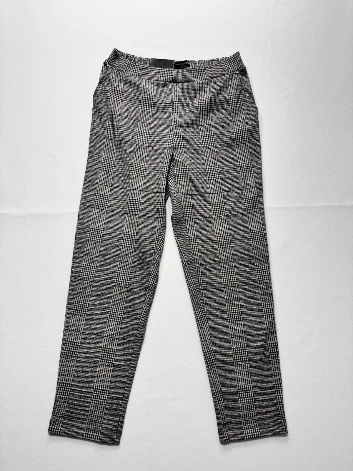 Banana Republic Dress Pants Womens 2 Gray Plaid Hayden Pull On Ponte Ankle Slim
