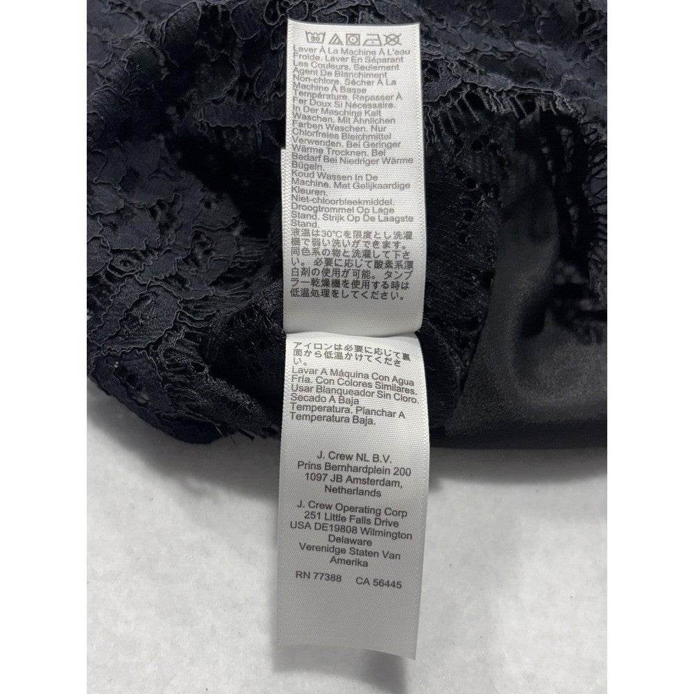 J.Crew Womens 6 Black Lace Mock Neck Long Sleeve Blouse BN027 Lined Sheer Top