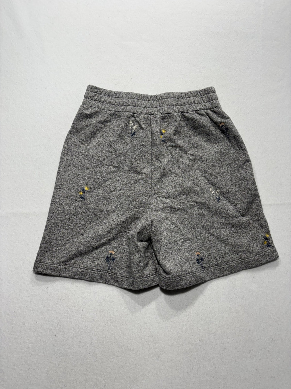 AG Sweat Shorts Womens Small Gray Embroidered Floral Knit Casual Elastic Waist