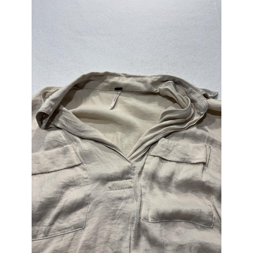 American Eagle Outfitters Blouse Womens XS White V Neck Long Sleeve Tunic Top