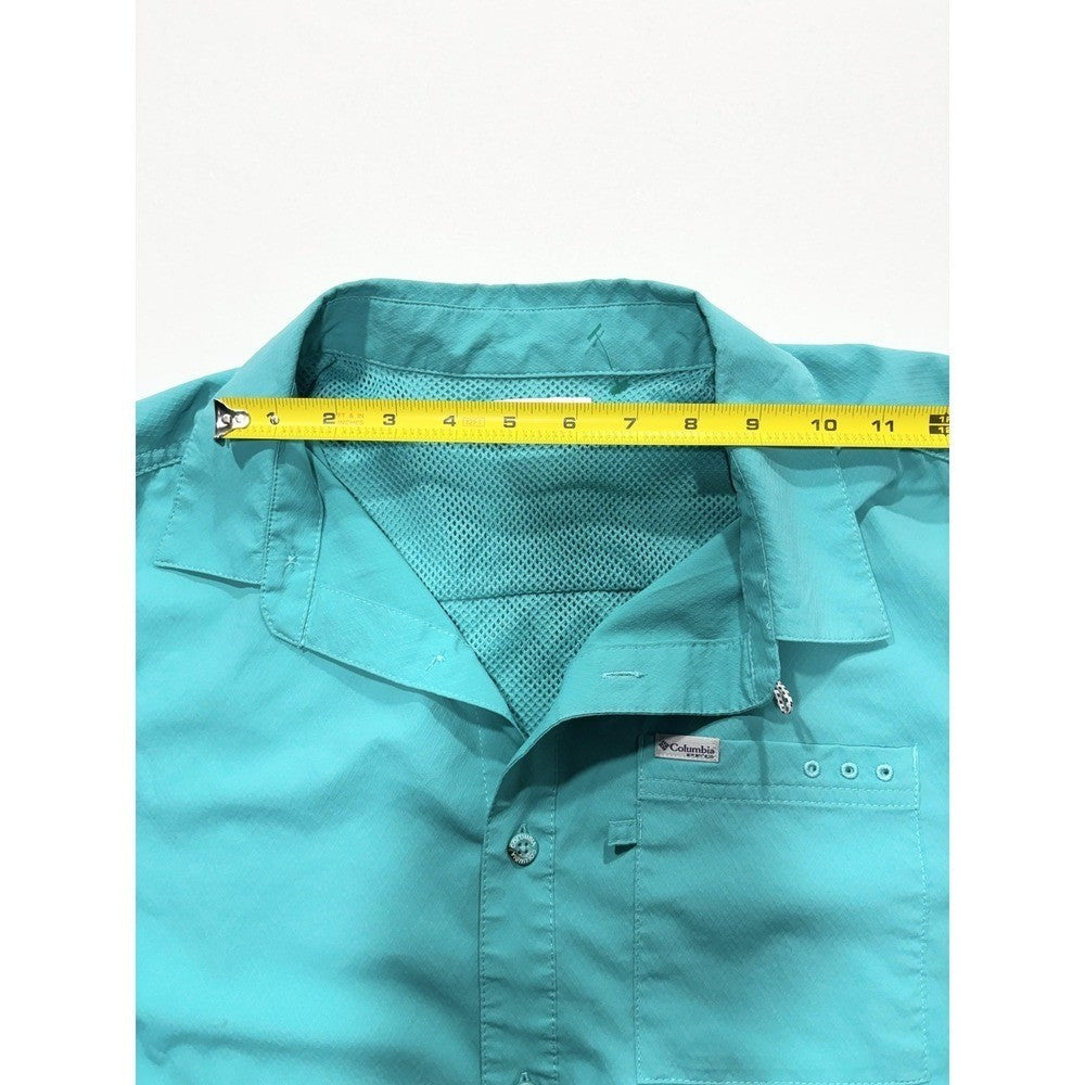 Columbia PFG Omni-Shade Shirt Mens Large Blue Short Sleeve Fishing XM0692