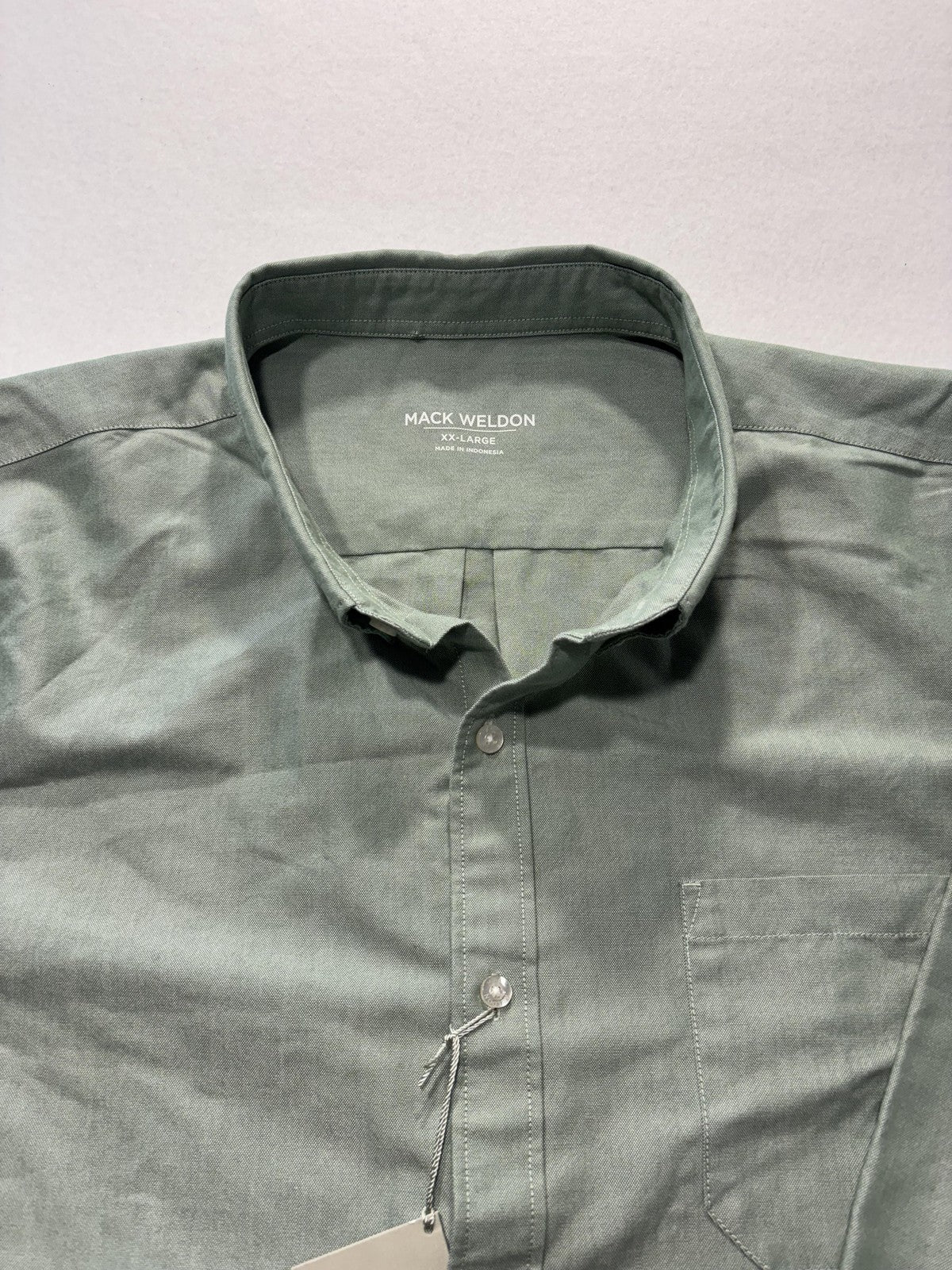 Mack Weldon Shirt Mens 2XL Green Oxford Long Sleeve Button Up Performance Casual