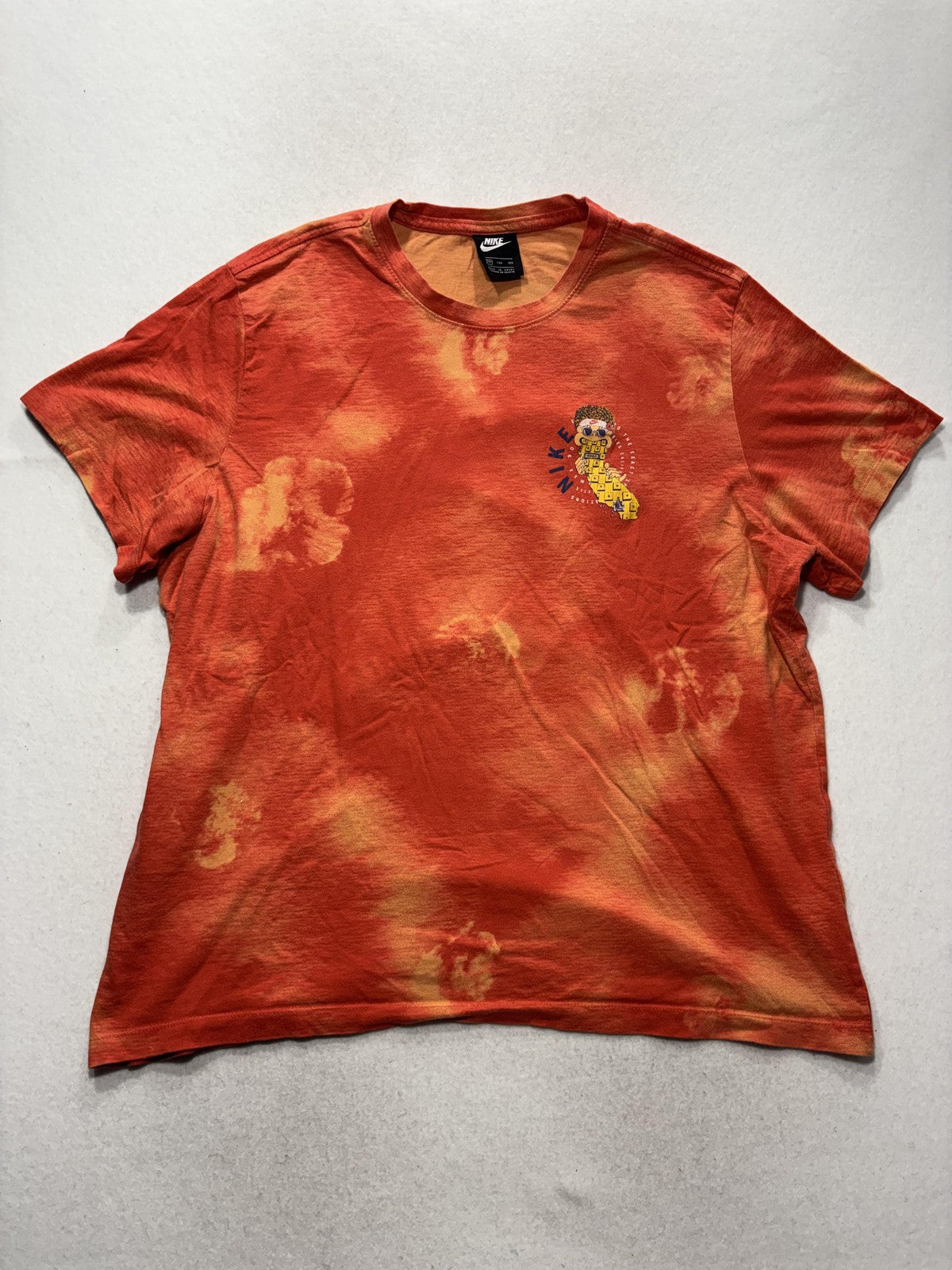 Nike Shirt Mens 2XL Orange Tie Dye Sole Cal Los Angeles California Graphic Tee