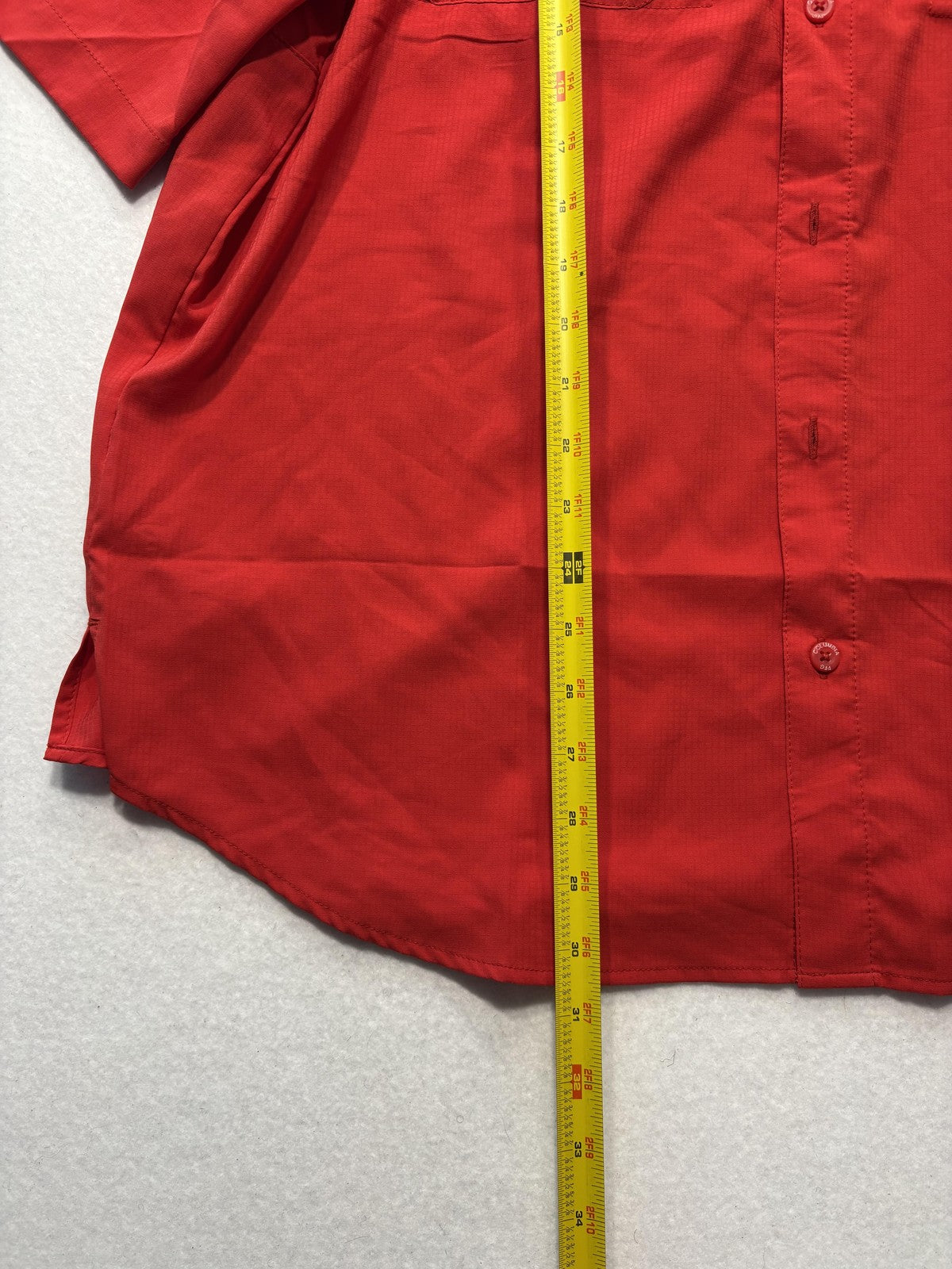 Columbia PFG Tamiami Shirt Mens Large Red Short Sleeve Fishing Button Up Vented