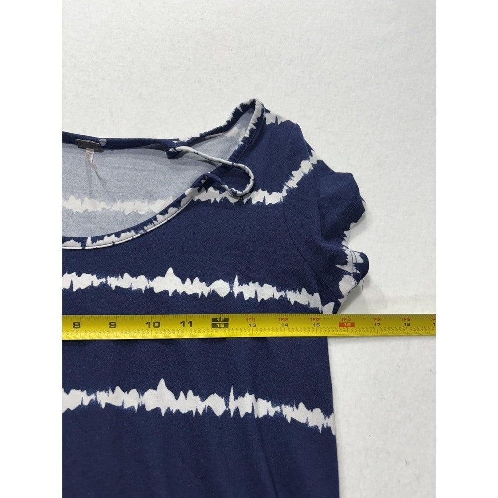 Poof Shirt Womens Medium Blue Stripe Scoop Neck Strap Casual Short Sleeve Tee
