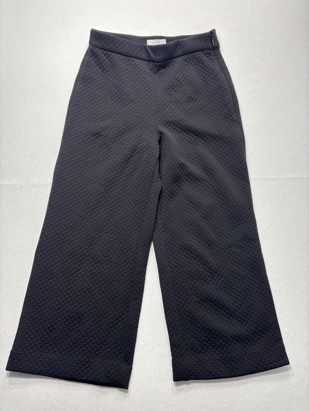 Pearl By Lela Rose Dress Pants Womens 8 Black Quilted Jersey Lynn Pant Wide Leg