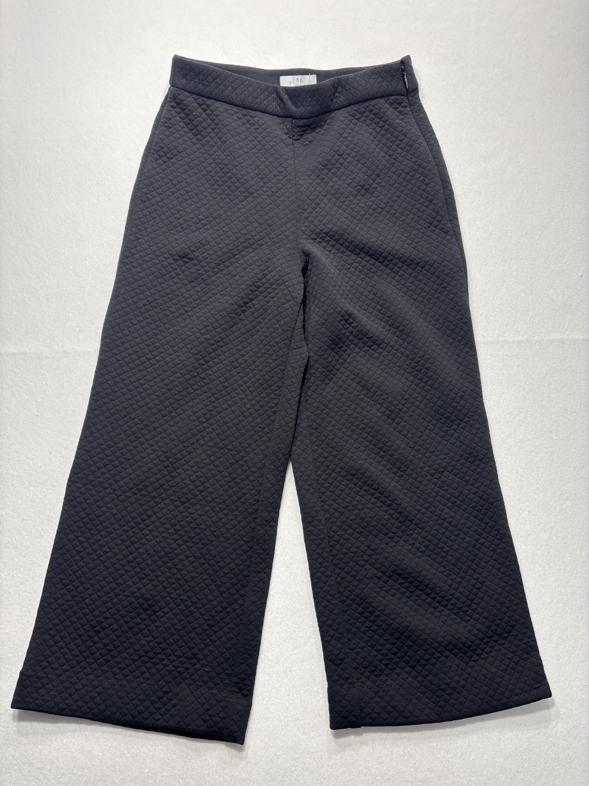 Pearl By Lela Rose Dress Pants Womens 8 Black Quilted Jersey Lynn Pant Wide Leg