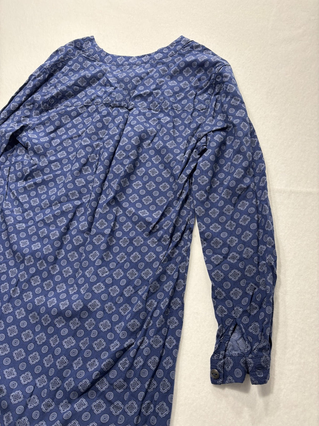 Banana Republic Dress Womens 4P Blue Geometric V Neck Long Sleeve Shirt Dress