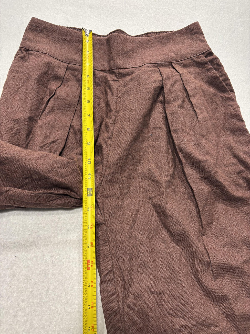 Abercrombie & Fitch Dress Pants Womens XS Short Brown Linen Wide Leg Pull On
