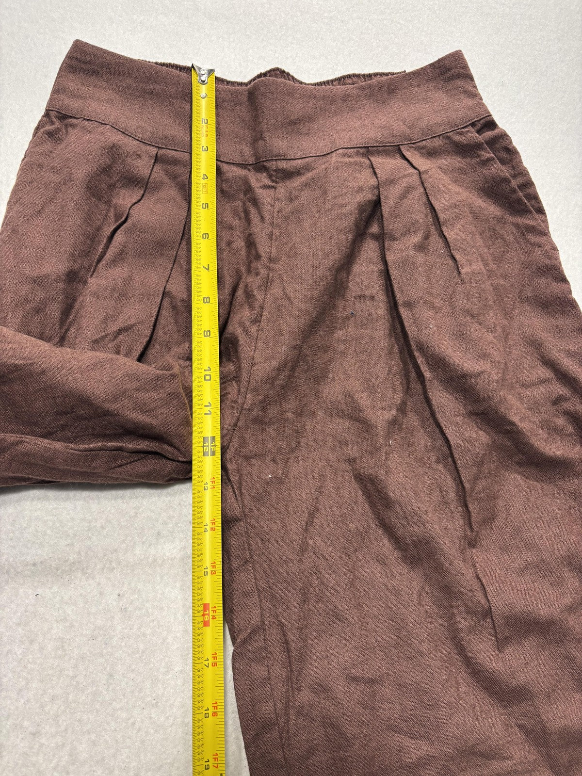 Abercrombie & Fitch Dress Pants Womens XS Short Brown Linen Wide Leg Pull On