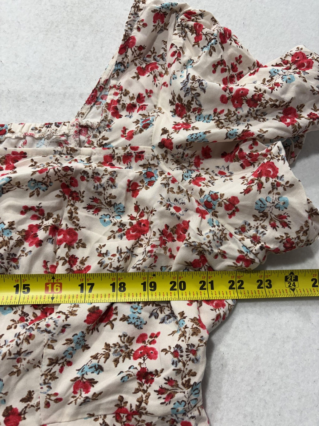 Torrid Blouse Womens 2 White Floral Square Neck Puff Sleeve Button Top Boho