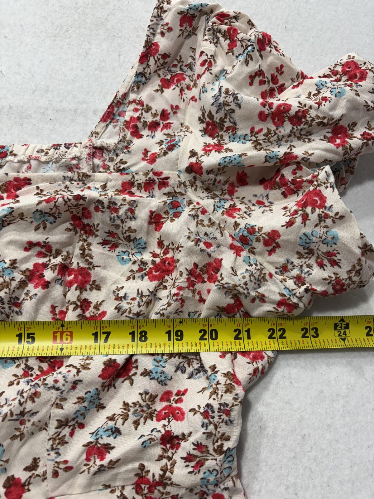 Torrid Blouse Womens 2 White Floral Square Neck Puff Sleeve Button Top Boho