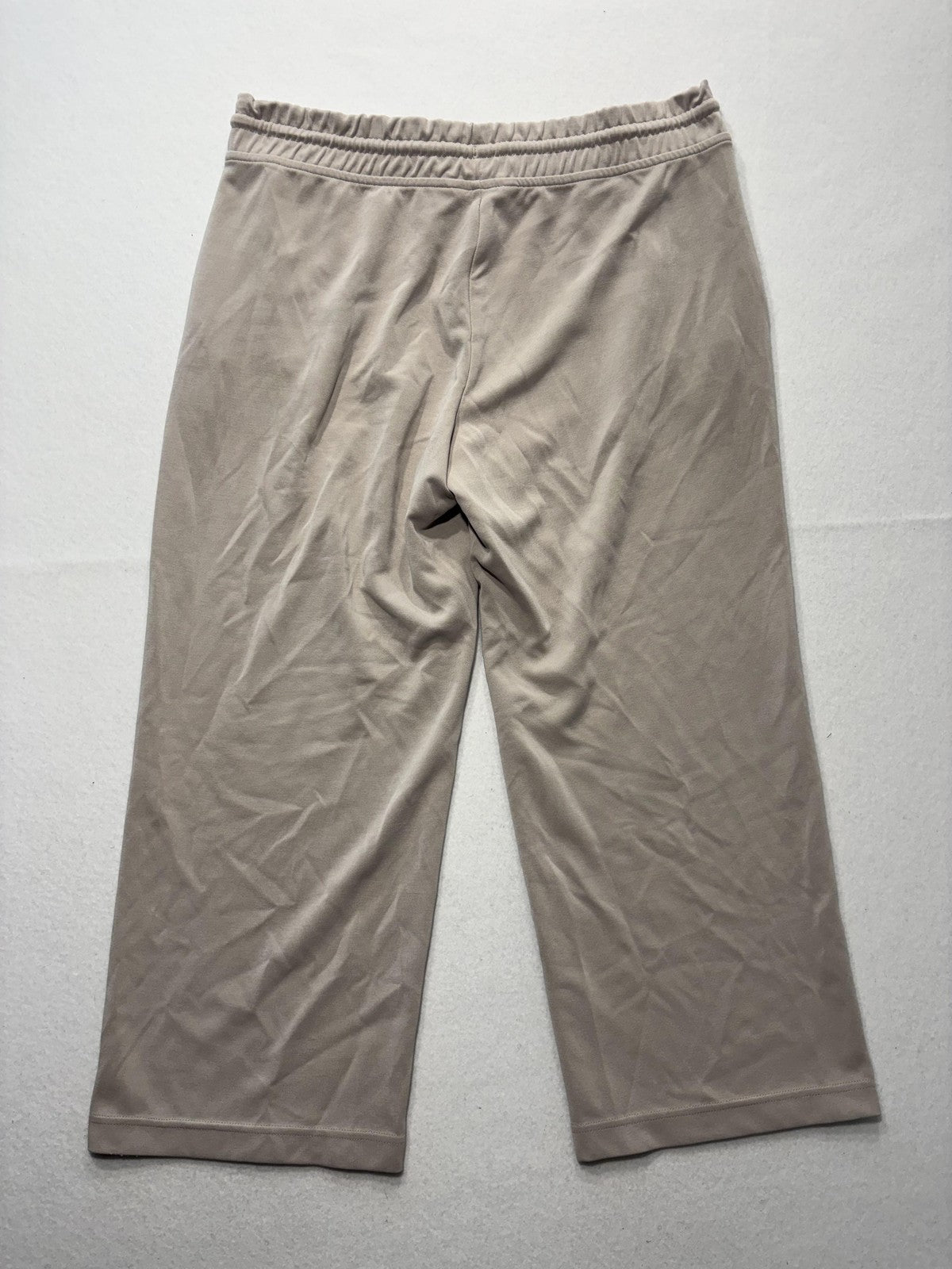 Athleta Pants Womens Large Beige Cropped Wide Leg Drawstring Jersey Lounge