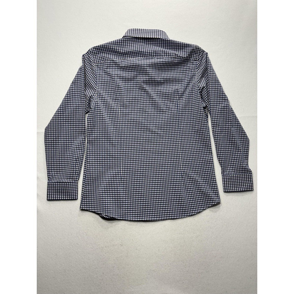 Quieti Dress Shirt Mens Large Blue Gingham Non Iron Performance Long Sleeve