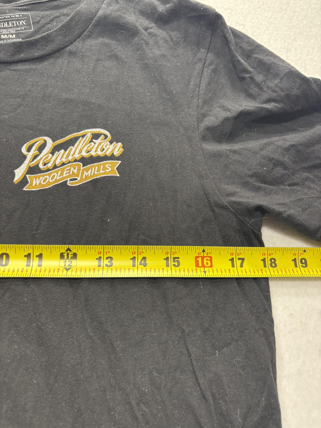 Pendleton Shirt Mens Medium Black Woolen Mills Logo Graphic Tee Portland OR