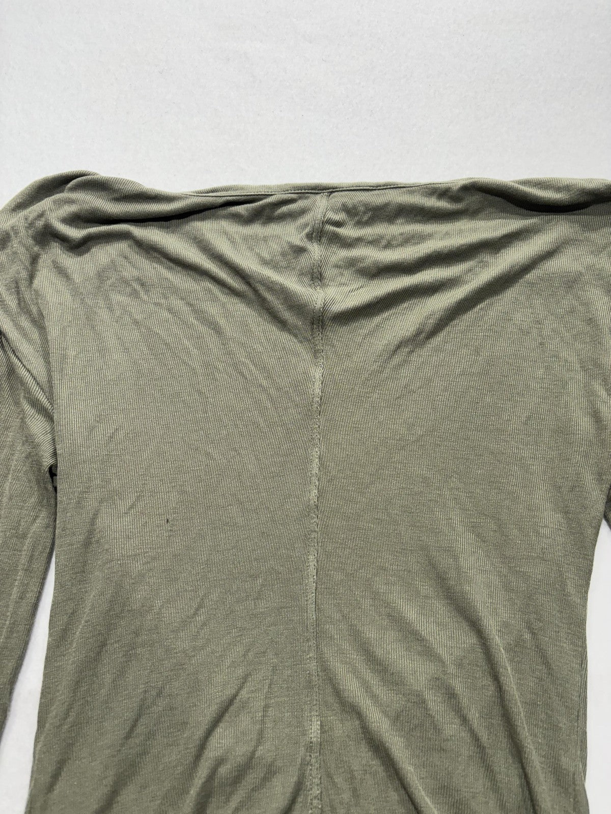 Free People Shirt Womens XS Green Off Shoulder Ruched Long Sleeve Jersey