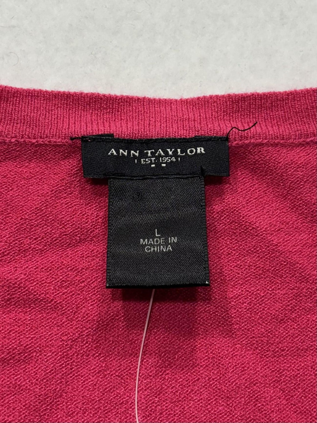 Ann Taylor Cardigan Womens Large Pink V Neck Short Sleeve Button Front Knit