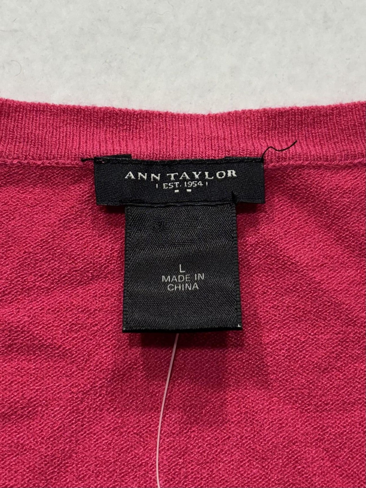 Ann Taylor Cardigan Womens Large Pink V Neck Short Sleeve Button Front Knit