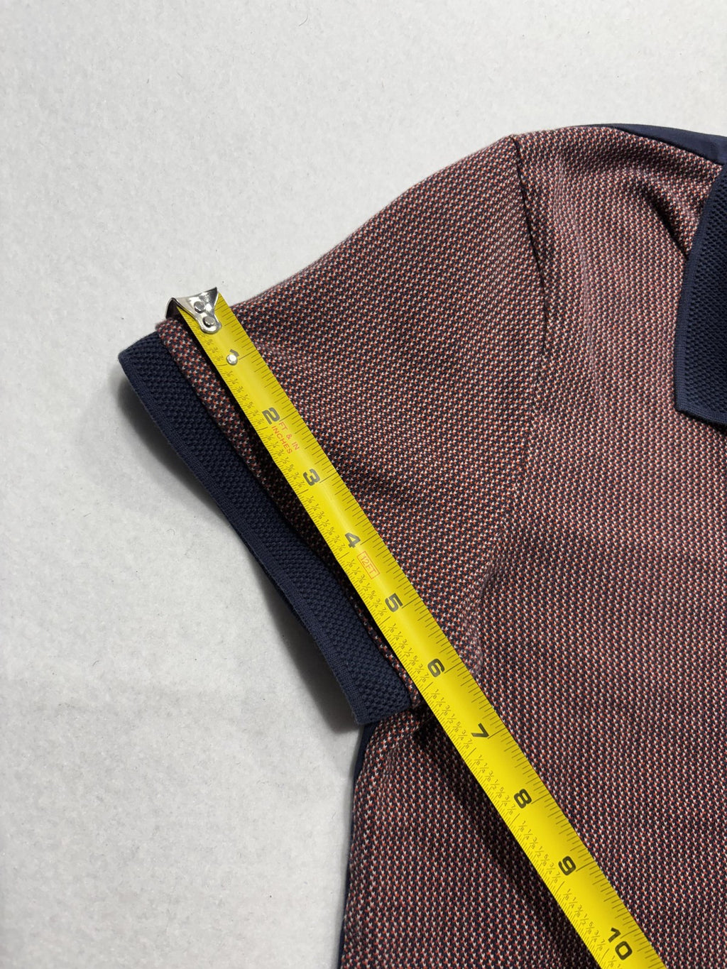 Hugo Boss Polo Shirt Mens Medium Blue Slim Fit Geometric Knit Short Sleeve