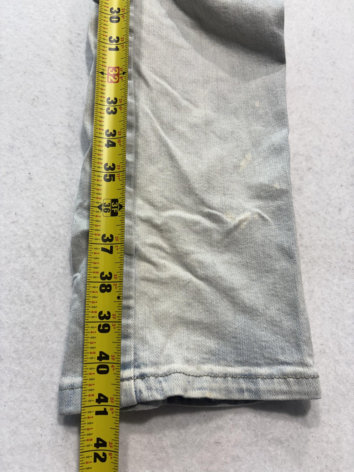 Smoke Rise Jeans Mens 38x34 Blue Light Wash Distressed Moto Biker Slim Tapered