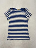 Frankee & Skylarr Womens L Blue Stripe Boat Neck Short Sleeve Tee TY70411-ROS