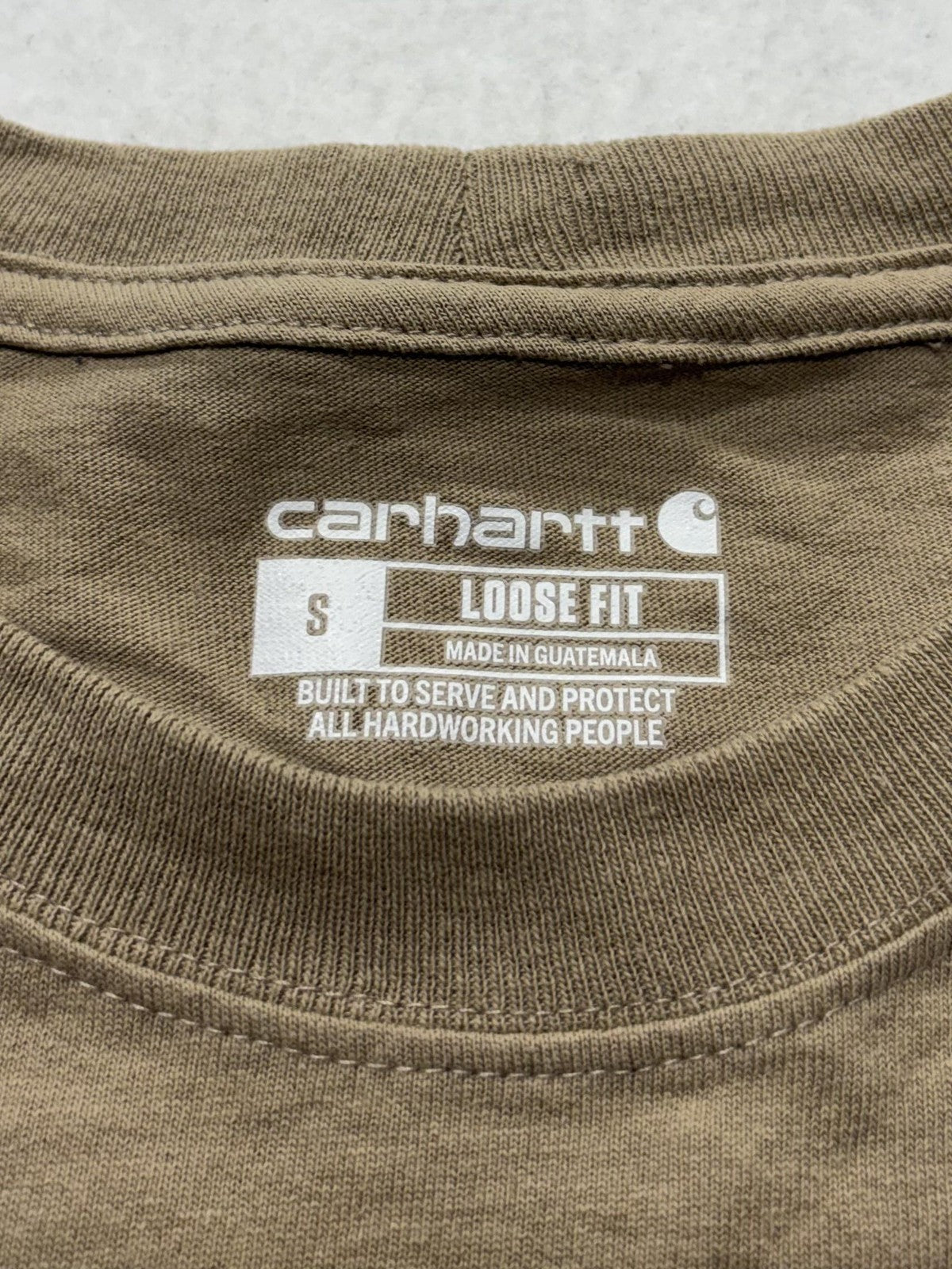 Carhartt Shirt Mens Small Beige K87 Loose Fit Pocket T-Shirt Short Sleeve