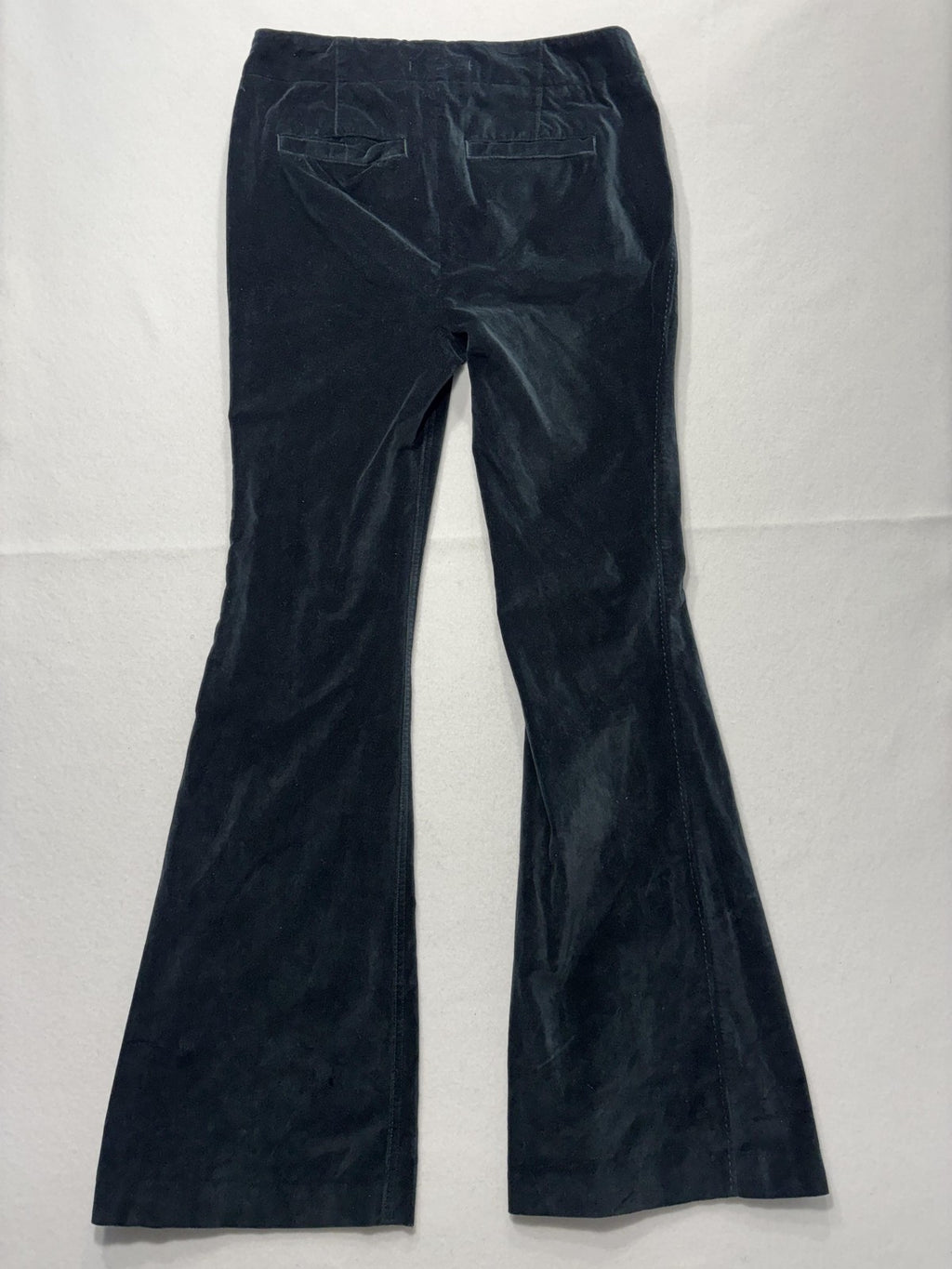 Free People Dress Pants Womens 30 Blue Velvet Flare Leg Zip Pockets Party