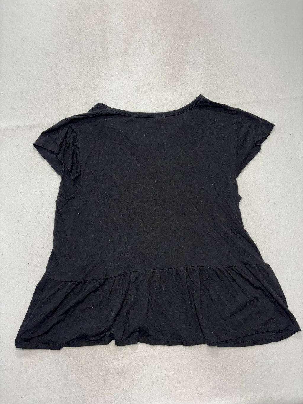 Time And Tru Shirt Womens 2XL Black V Neck Ruffle Hem Peplum Tee TT231000719978