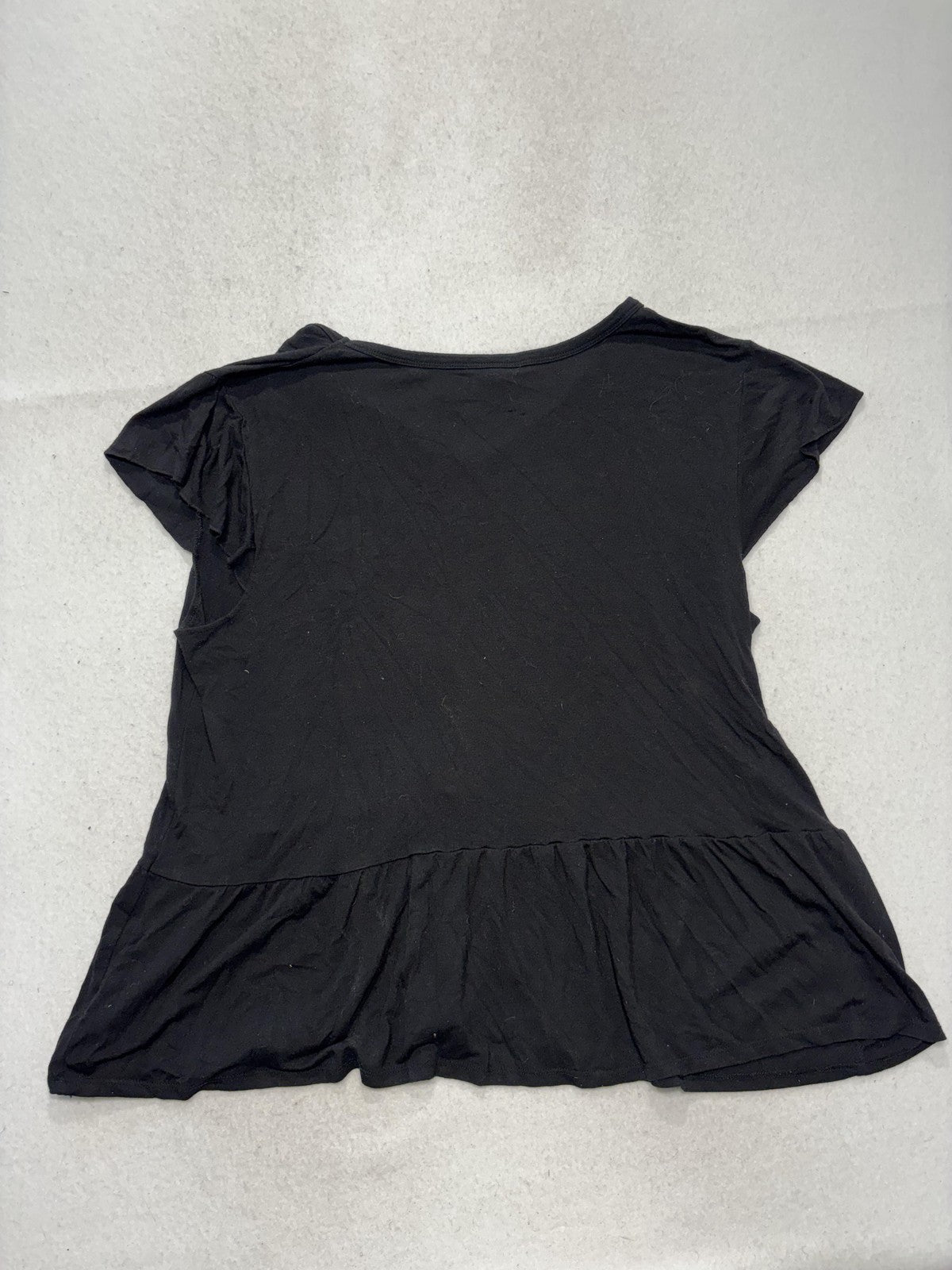 Time And Tru Shirt Womens 2XL Black V Neck Ruffle Hem Peplum Tee TT231000719978