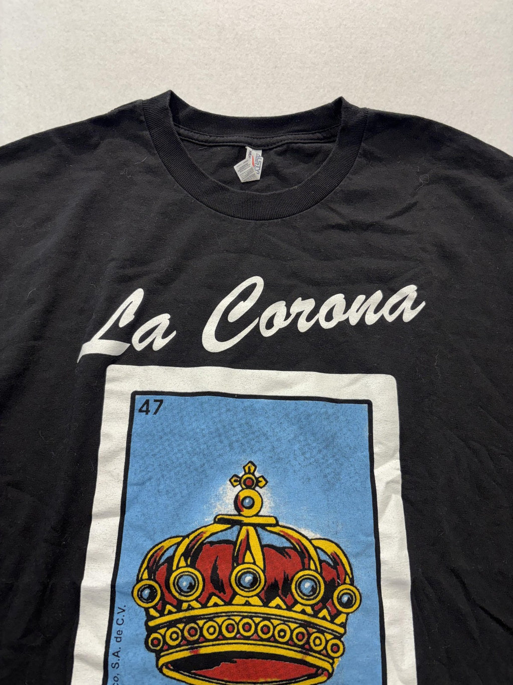 Alstyle La Corona Loteria Shirt Mens Large Black Crown Graphic Tee Heavyweight