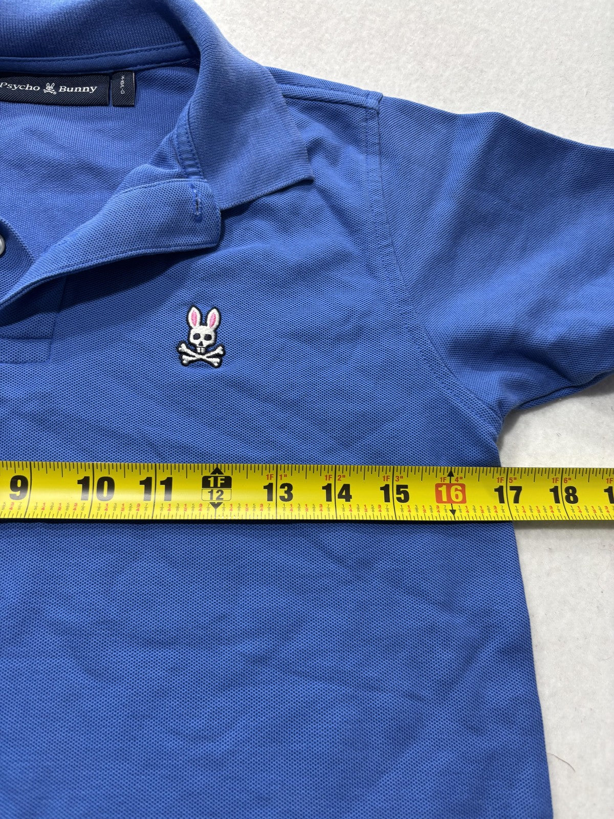 Psycho Bunny Polo Shirt Boys 14-16 Blue Pima Cotton Embroidered Logo Knit