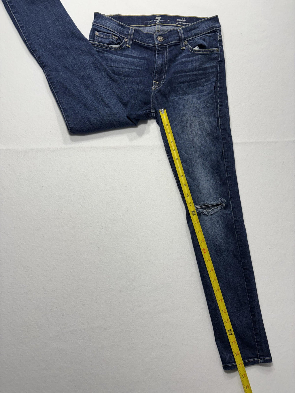 7 For All Mankind Gwenevere Jeans Womens 28 Blue Distressed Ankle Skinny 29x28