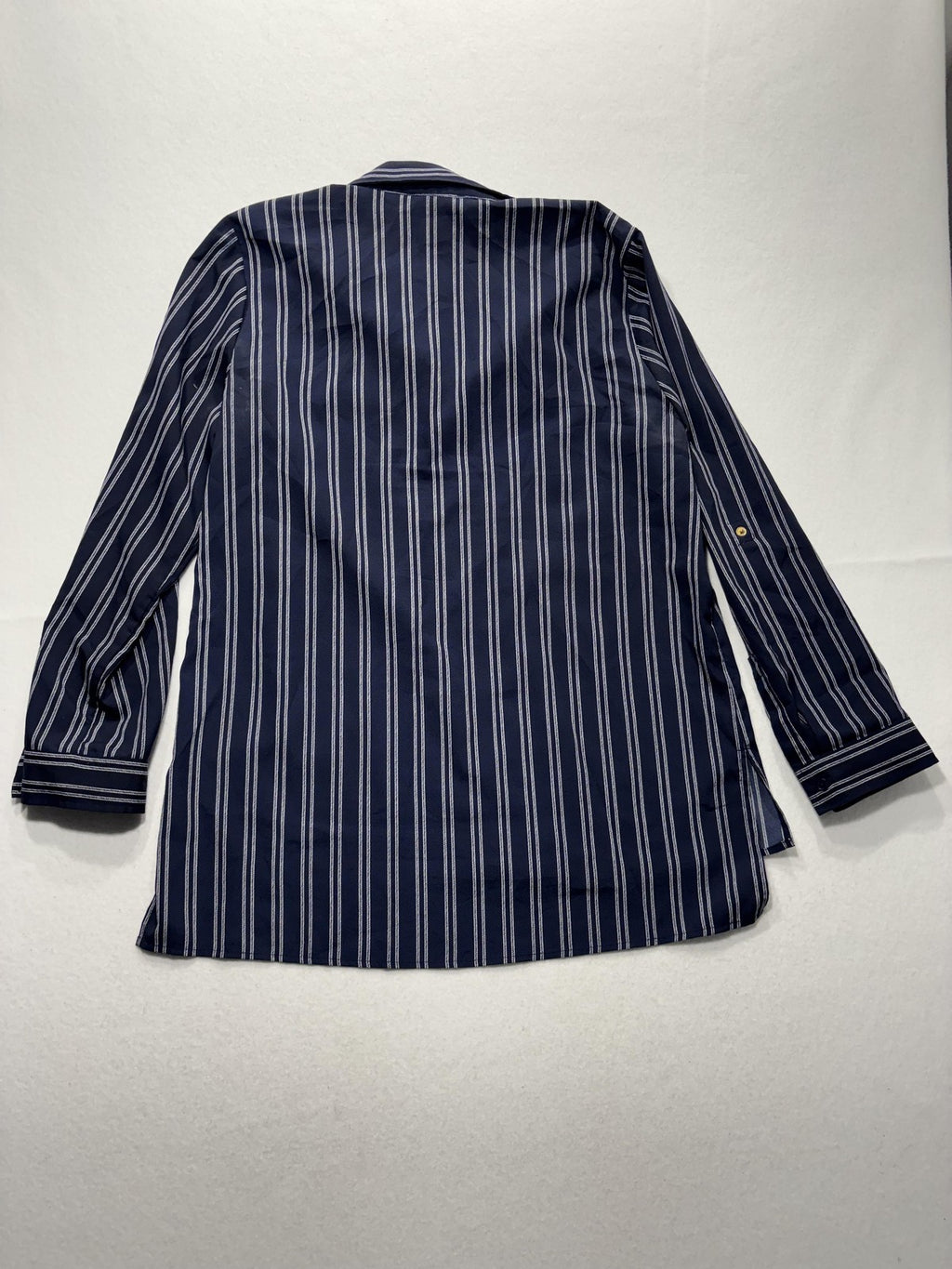 MICHAEL Michael Kors Blouse Womens Large Blue Stripe Zip Tunic Long Sleeve Top