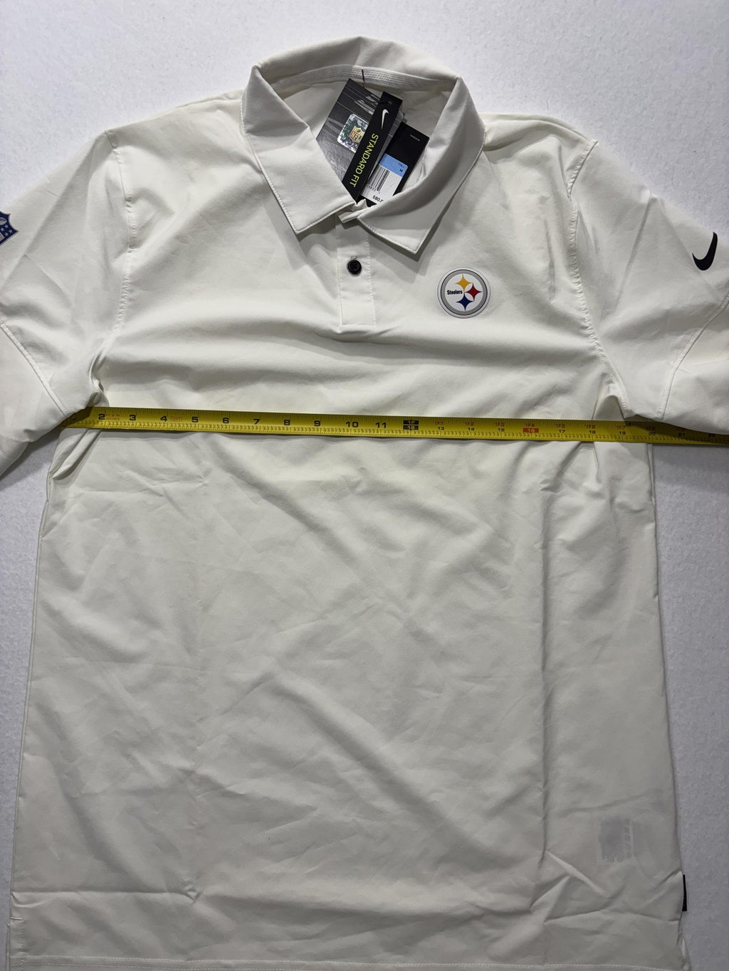 Pittsburgh Steelers Polo Shirt Mens Medium White NFL Football Nike Dri Fit