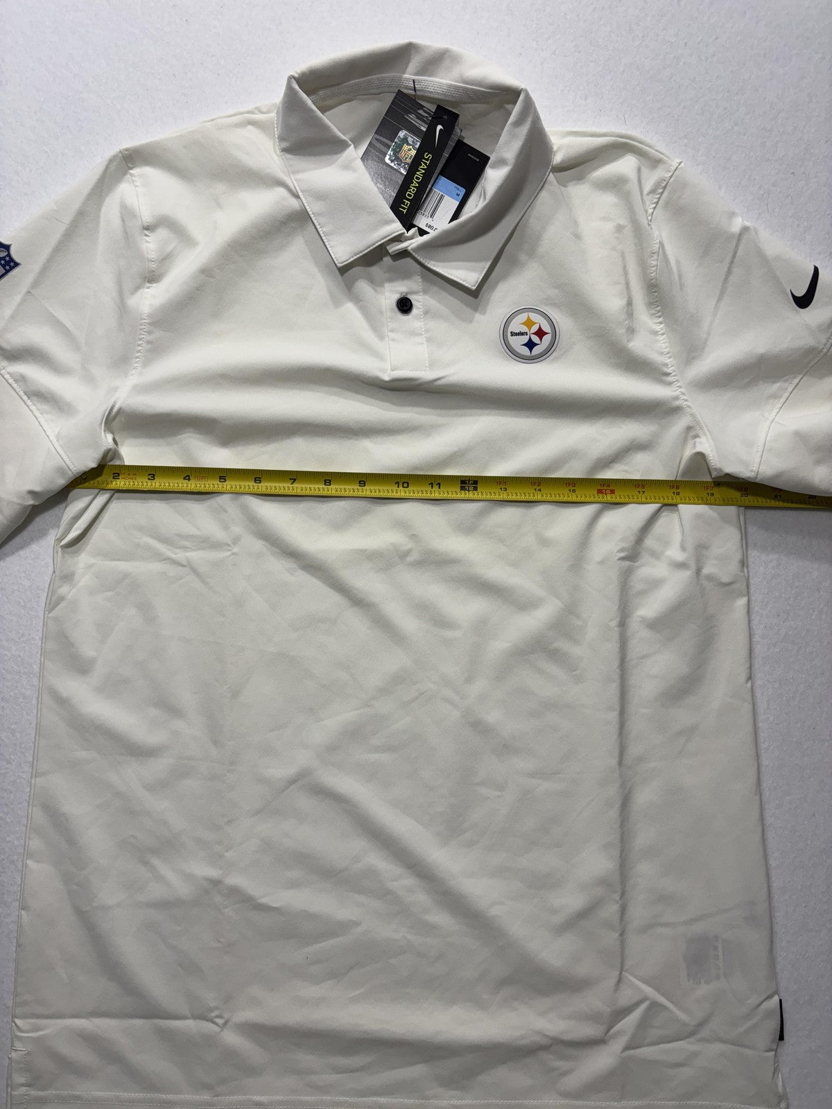 Pittsburgh Steelers Polo Shirt Mens Medium White NFL Football Nike Dri Fit