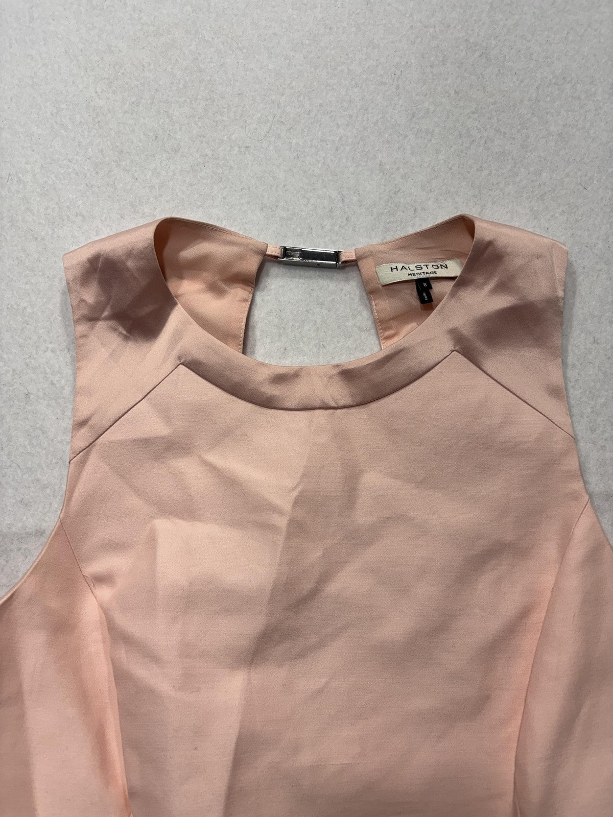 Halston Heritage Tank Womens 00 Pink Halter Cutout Back Sleeveless Zip Top