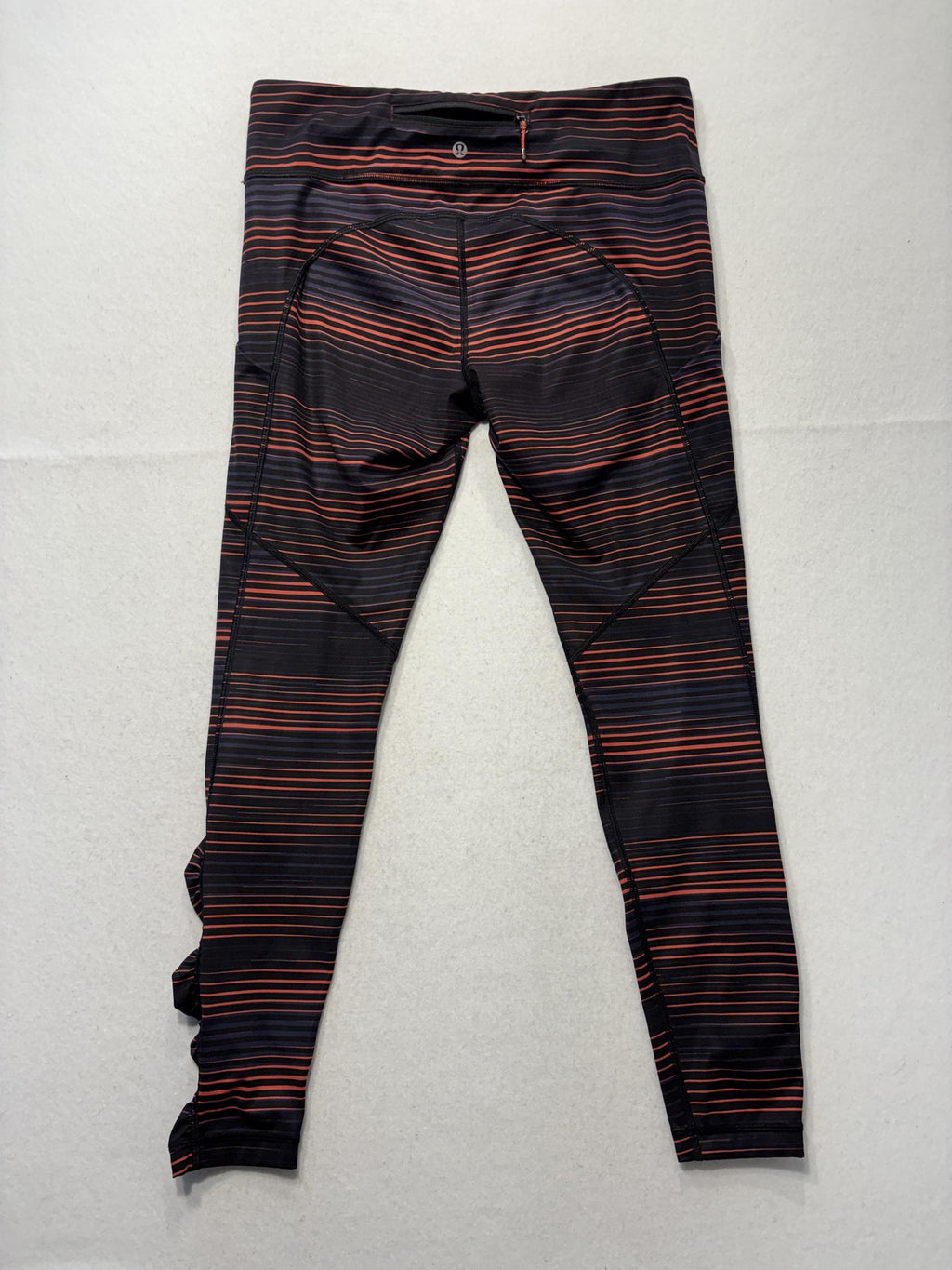 Lululemon Leggings Womens 10 Black Striped High Rise 28.5" Inseam Ankle Pockets